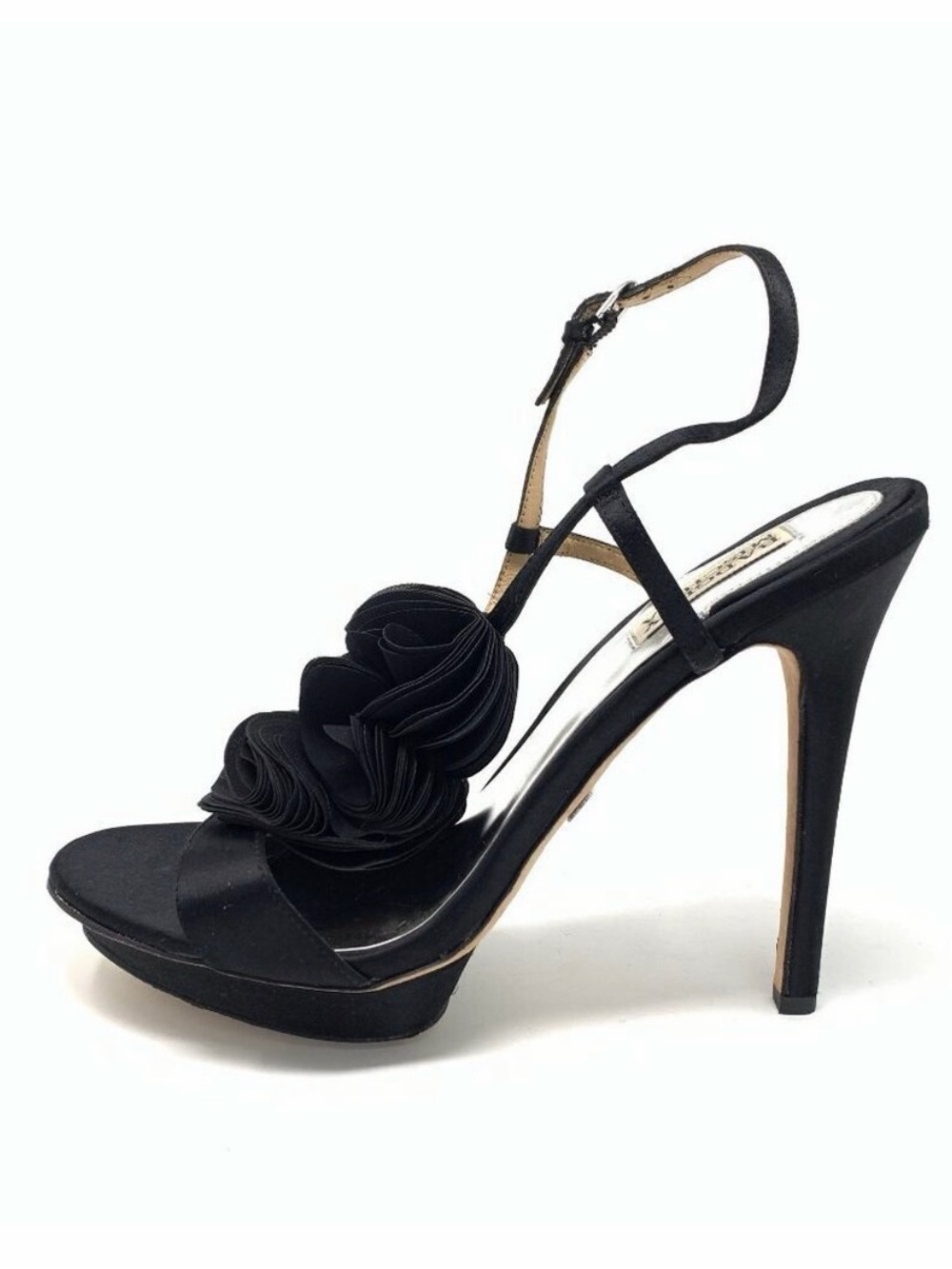 BM Badgley Mischka Randee Formal Black T Strap Heels 7.5M